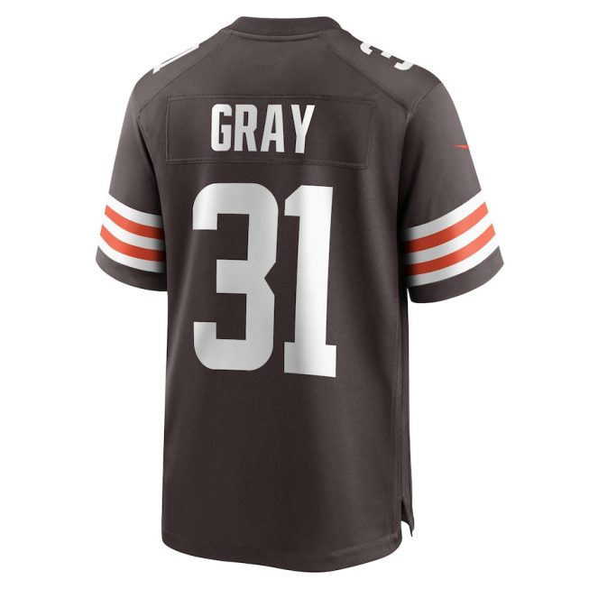 Vincent Gray 31 Cleveland Browns Team Game Jersey - Brown - Image 3