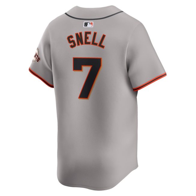 Blake Snell 7 San Francisco Giants Away Limited Men Jersey - Gray - Image 3