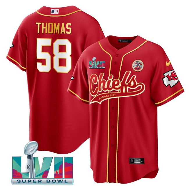 Derrick Thomas 58 Kansas City Chiefs Super Bowl LVII Patch Men Jersey - Red