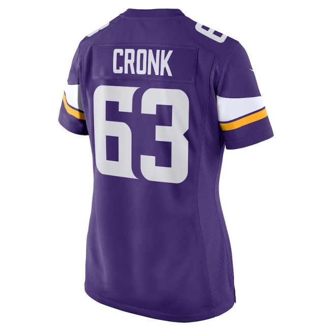 Coy Cronk 63 Minnesota Vikings Team Game Women Jersey - Purple - Image 3