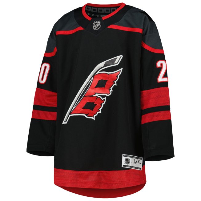 Sebastian Aho Carolina Hurricanes Youth Home Premier Player Jersey - Black - Image 2