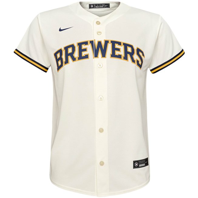 Milwaukee Brewers Youth Home Replica Team Jersey - Cream - Image 2