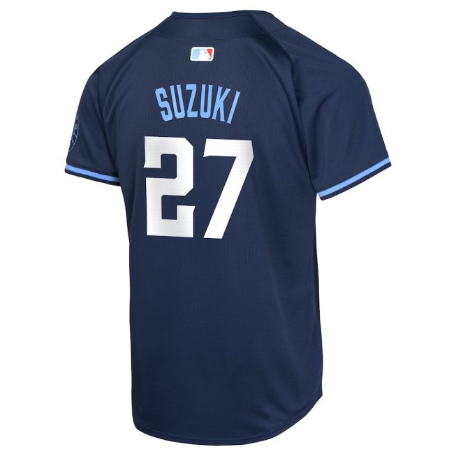 Seiya Suzuki 27 Chicago Cubs City Connect Limited YOUTH Jersey - Navy - Image 3