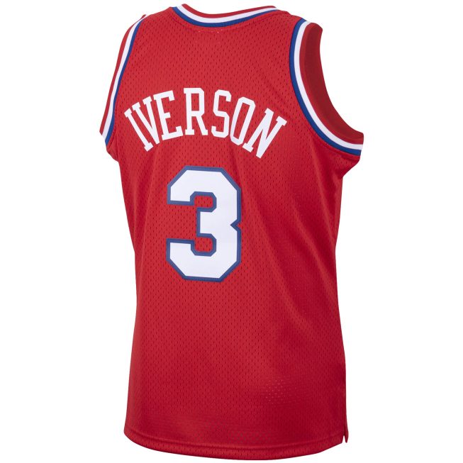 Allen Iverson Philadelphia 76ers Mitchell & Ness 2001/02 Hardwood Classics Swingman Jersey - Red - Image 3