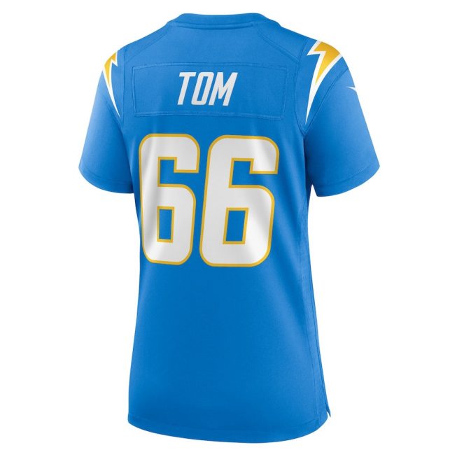 Cameron Tom 66 Los Angeles Chargers Women Game Jersey - Powder Blue - Image 3