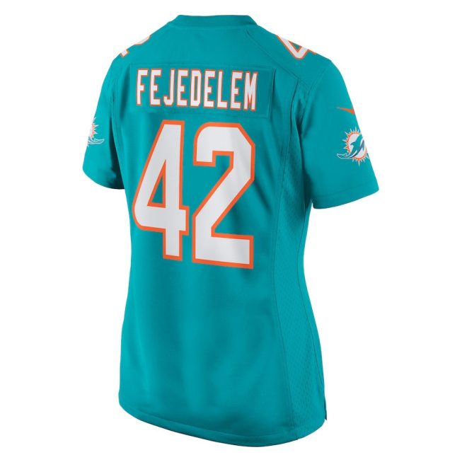 Clayton Fejedelem 42 Miami Dolphins Women Game Jersey - Aqua - Image 3