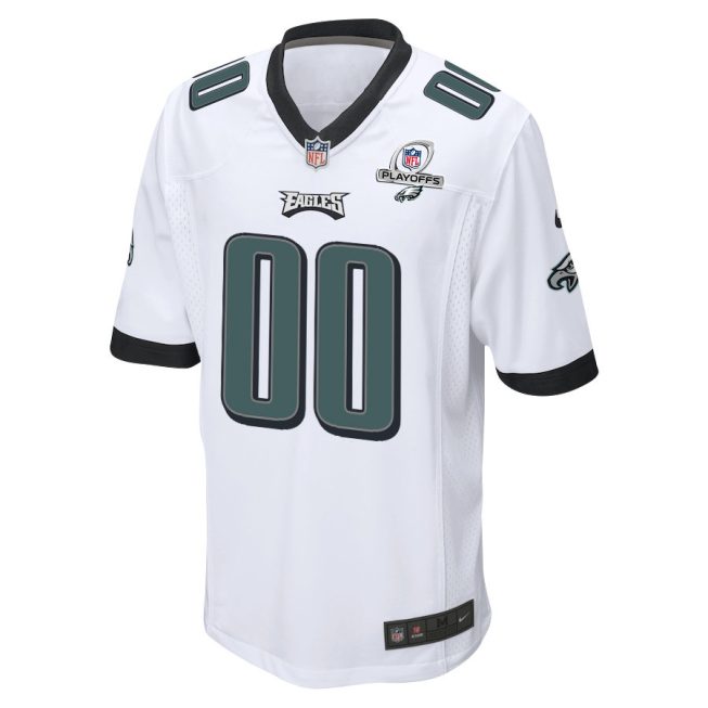 Philadelphia Eagles 2023 Playoffs Patch Game Men Custom Jersey - White - Image 2