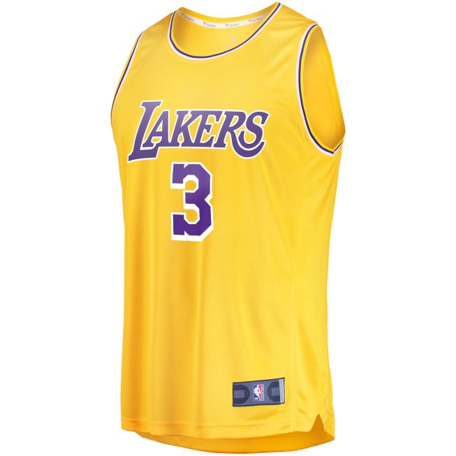 Anthony Davis Los Angeles Lakers Fanatics Youth Fast Break Player Jersey - Icon Edition - Gold - Image 2