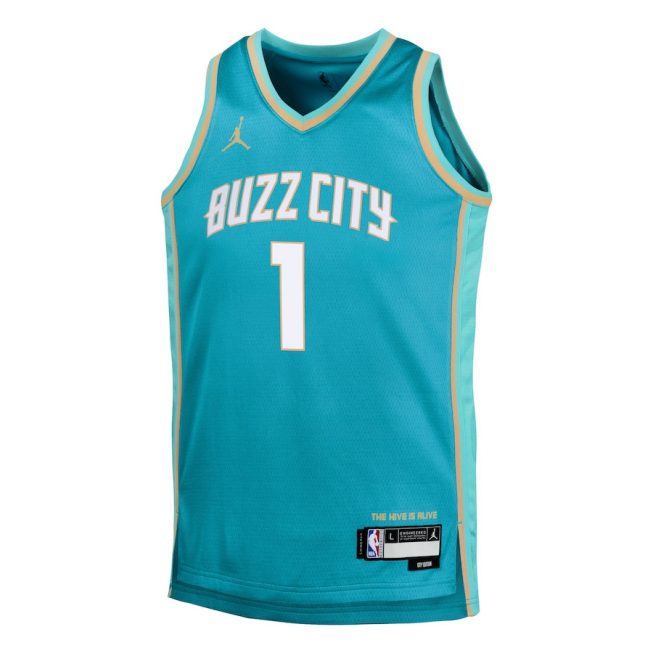 LaMelo Ball 1 Charlotte Hornets 2023/24 City Edition Swingman YOUTH Jersey - Teal - Image 2