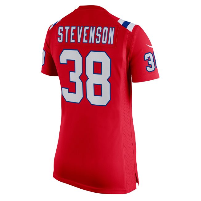 Rhamondre Stevenson New England Patriots Women's Alternate Game Player Jersey - Red - Image 3