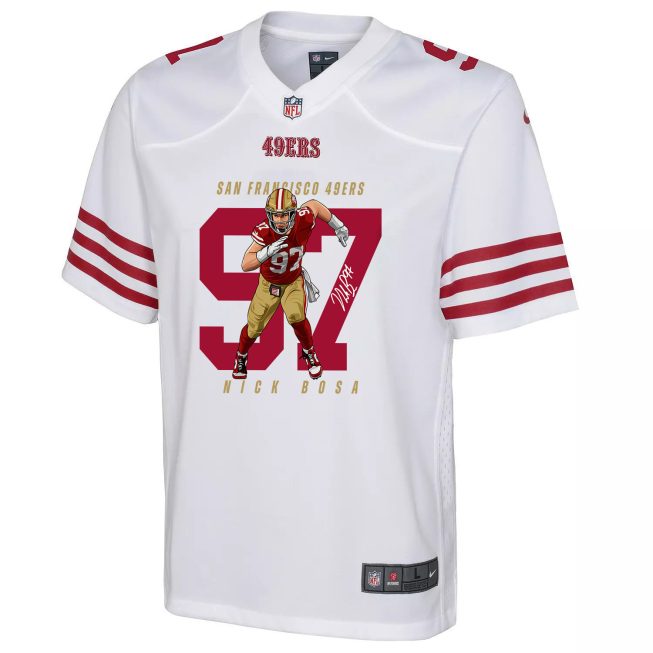 Nick Bosa 97 San Francisco 49ers Run Bosa Run Game YOUTH Jersey - White - Image 2