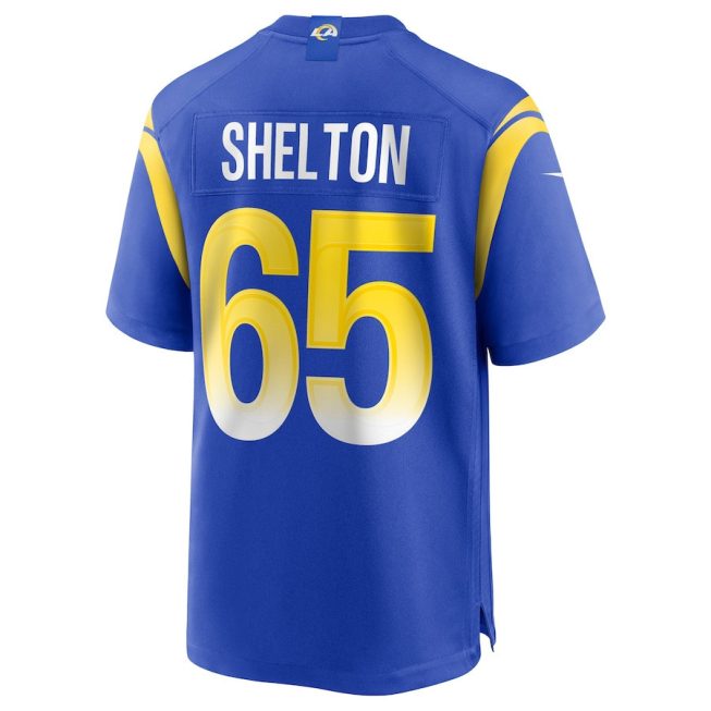 Coleman Shelton 65 Los Angeles Rams Men Game Jersey - Royal - Image 3