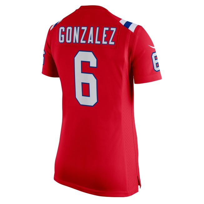 Christian Gonzalez New England Patriots Women's Alternate Team Game Jersey - Red - Image 3