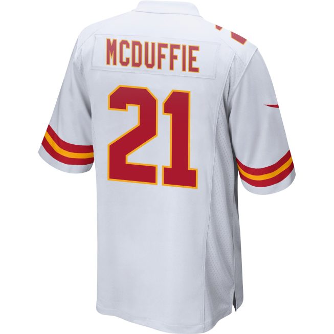 Trent McDuffie 21 Kansas City Chiefs Super Bowl LVII Champions Men Game Jersey - White - Image 2