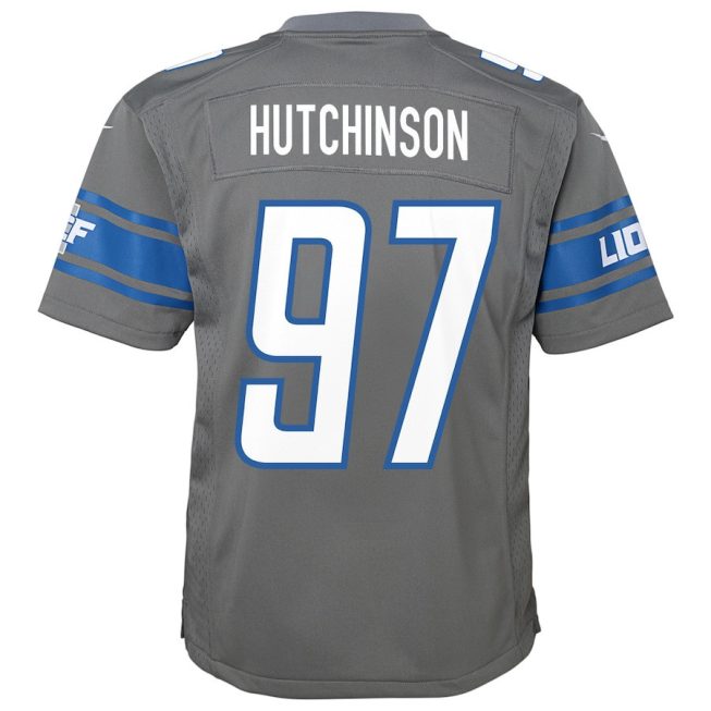 Aidan Hutchinson 97 Detroit Lions YOUTH Game Jersey - Steel - Image 3