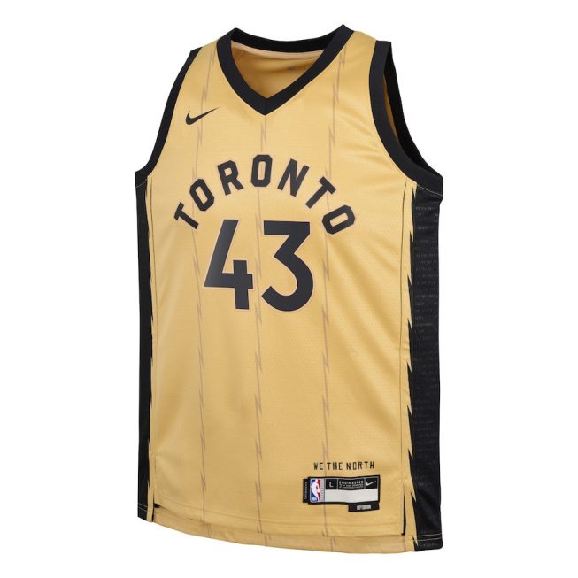 Pascal Siakam 43 Toronto Raptors 2023/24 City Edition Swingman YOUTH Jersey - Gold - Image 2