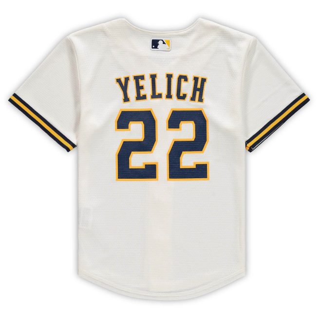Christian Yelich Milwaukee Brewers Preschool Home Replica Player Jersey - Cream - Image 3