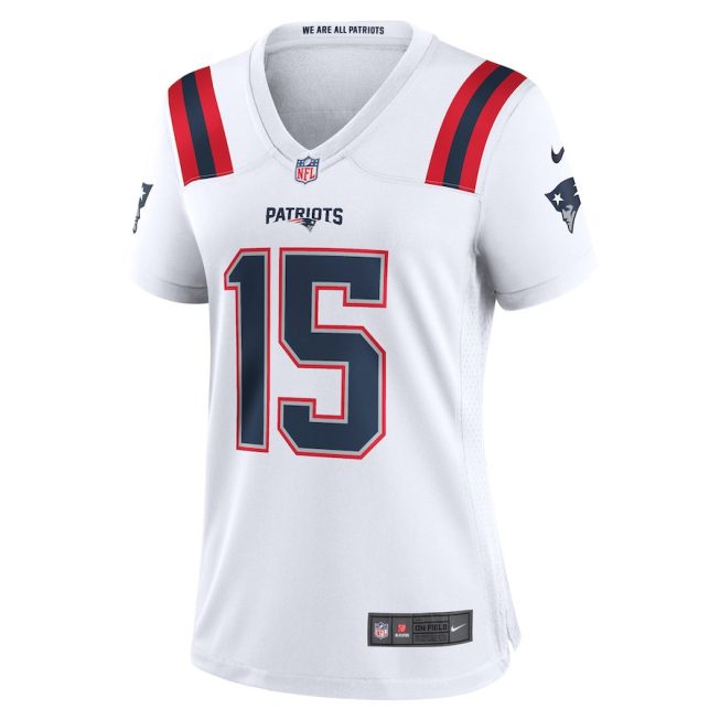 Ezekiel Elliott 15 New England Patriots Women Game Jersey - White - Image 2