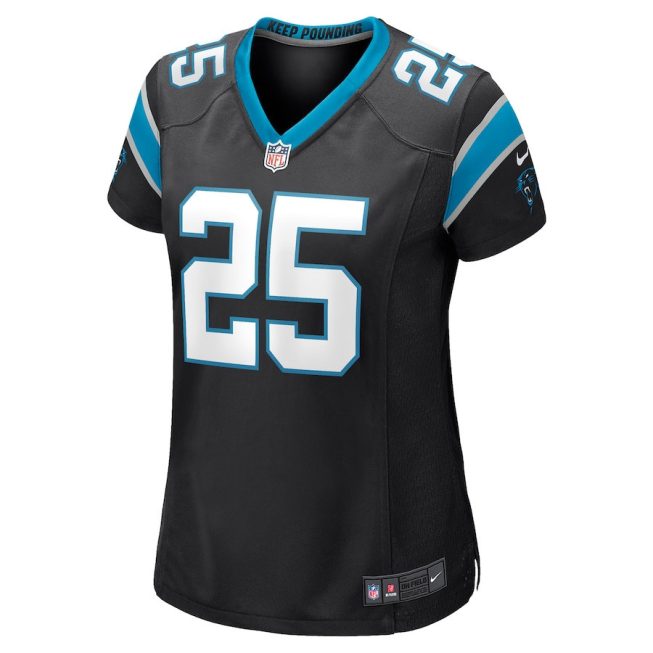 Troy Pride Jr. 25 Carolina Panthers Women's Game Jersey - Black - Image 2