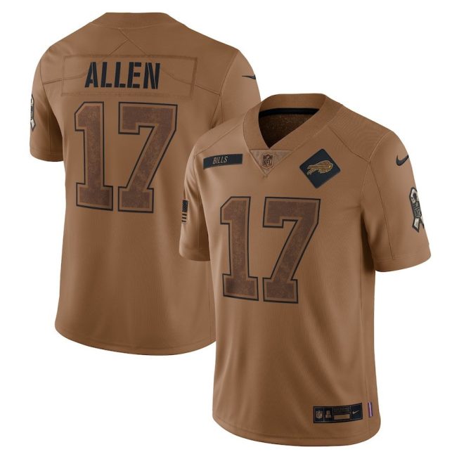 Josh Allen 17 Buffalo Bills 2023 Salute To Service Limited Jersey - Brown