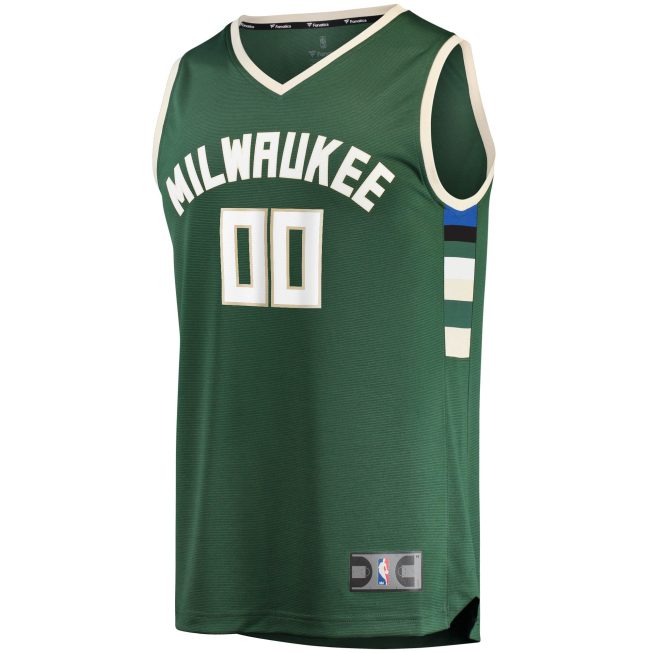 Milwaukee Bucks Fanatics Youth Fast Break Custom Replica Jersey Hunter Green - Icon Edition - Image 2