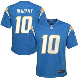 Justin Herbert 10 Los Angeles Chargers YOUTH Game Jersey - Powder Blue