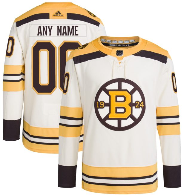 Boston Bruins 100th Anniversary Primegreen Authentic Custom Jersey - Cream