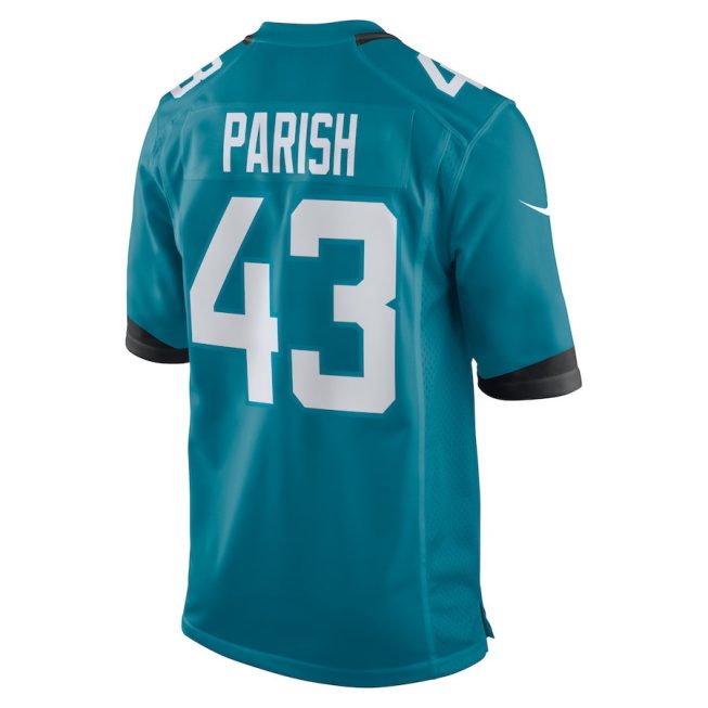 Derek Parish 43 Jacksonville Jaguars Men Game Jersey - Teal - Image 3