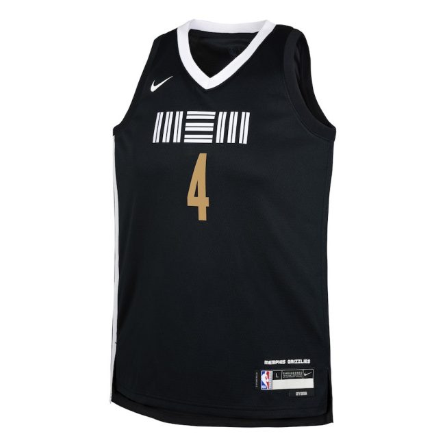 Steven Adams 4 Memphis Grizzlies 2023/24 City Edition Swingman YOUTH Jersey - Black - Image 2