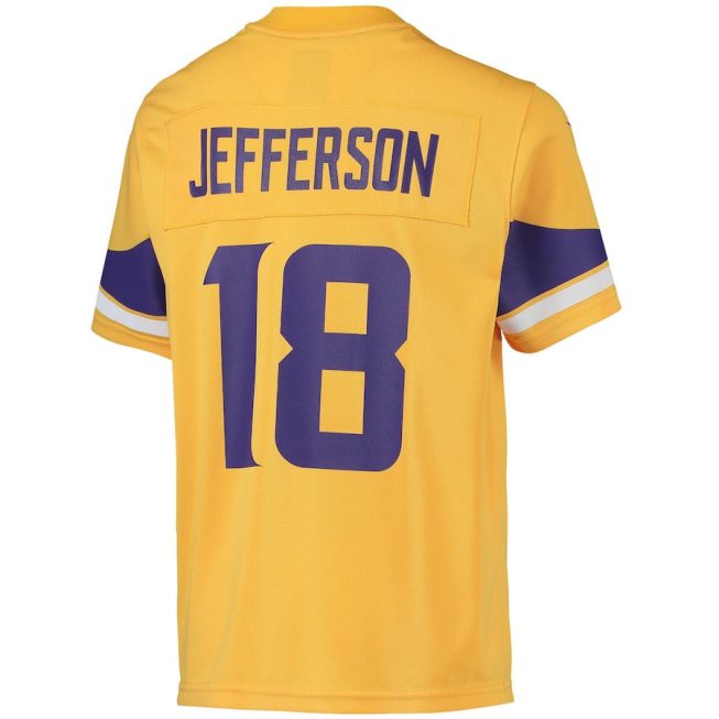 Justin Jefferson 18 Minnesota Vikings YOUTH Inverted Team Game Jersey - Gold - Image 3
