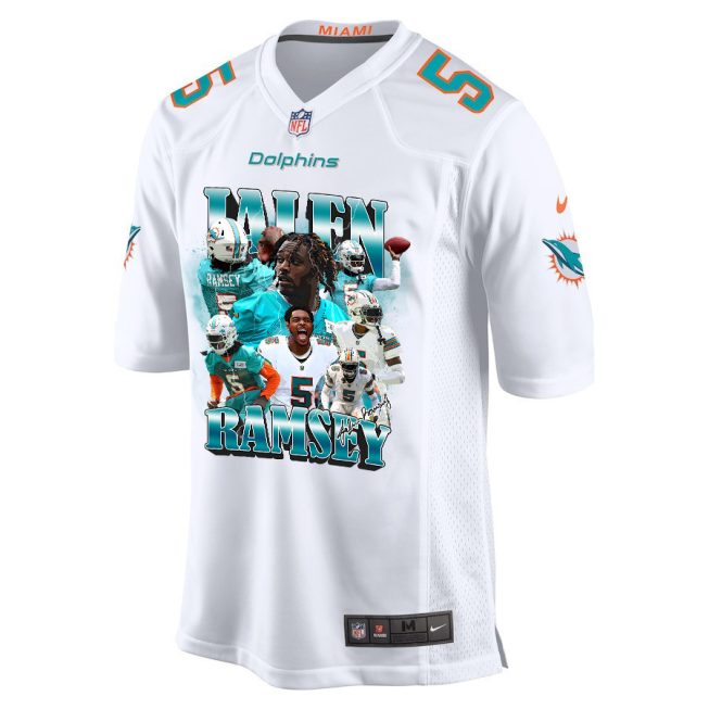 Jalen Ramsey 5 Signed Miami Dolphins Game Men Jersey - Aqua V2 - Image 2
