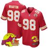 Tershawn Wharton 98 Kansas City Chiefs Super Bowl LIX New Orleans Patch Game Men Jersey - Red