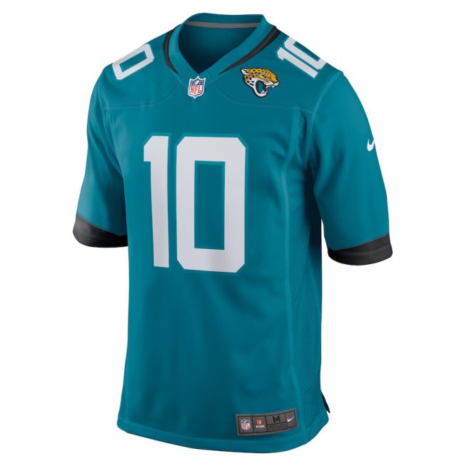 Mac Jones 10 Jacksonville Jaguars Alternate Game Men Jersey - Teal - Image 2
