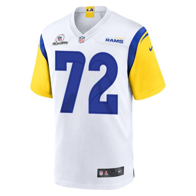 Tremayne Anchrum Jr. 72 Los Angeles Rams 2023 Playoffs Patch Game Men Jersey - White - Image 2