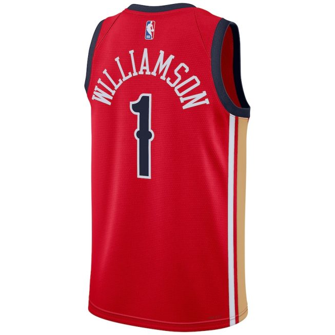 Zion Williamson 1 New Orleans Pelicans Unisex Swingman Jersey - Statement Edition - Red - Image 3