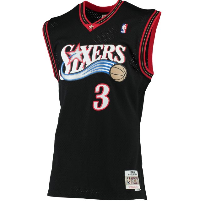 Allen Iverson Philadelphia 76ers Mitchell & Ness 2000/01 Hardwood Classics Swingman Jersey - Black - Image 2
