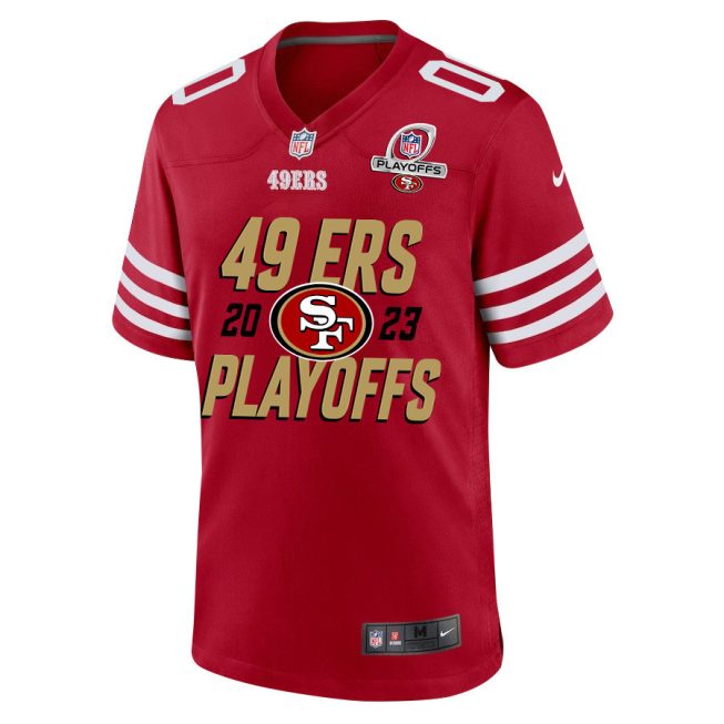 San Francisco 49ers 2023 Playoffs Iconic Game Men Custom Jersey - Scarlet - Image 3