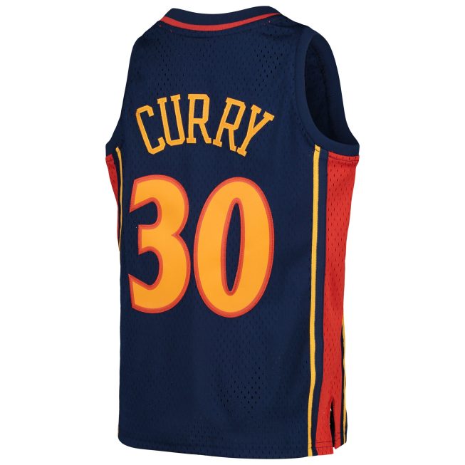 Stephen Curry Golden State Warriors Mitchell & Ness Youth 2009-10 Hardwood Classics Swingman Throwback Jersey - Navy - Image 3