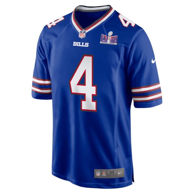 James Cook 4 Signed Buffalo Bills Super Bowl LVIII Game Men Jersey - Royal - Image 2