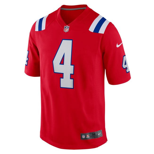 Bailey Zappe New England Patriots Alternate Game Player Jersey - Red - Image 2