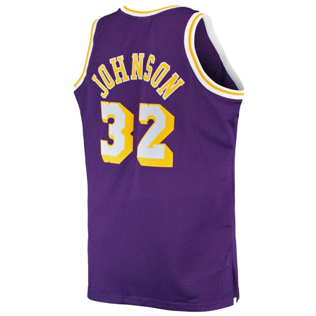 Magic Johnson Los Angeles Lakers Mitchell & Ness Big & Tall 1984/85 Hardwood Classics Swingman Jersey - Purple - Image 3