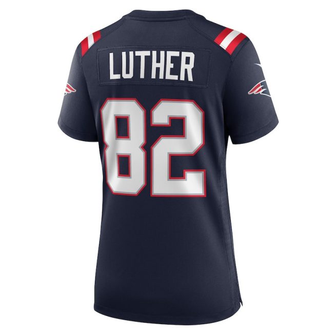 T.J. Luther 82 New England Patriots Women Team Game Jersey - Navy - Image 3