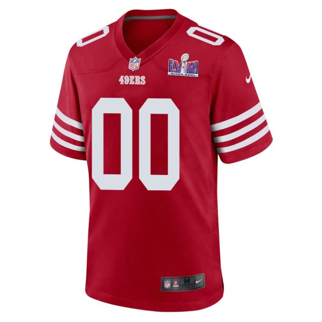 San Francisco 49ers Super Bowl LVIII Patch Game Men Custom Jersey - Scarlet - Image 2