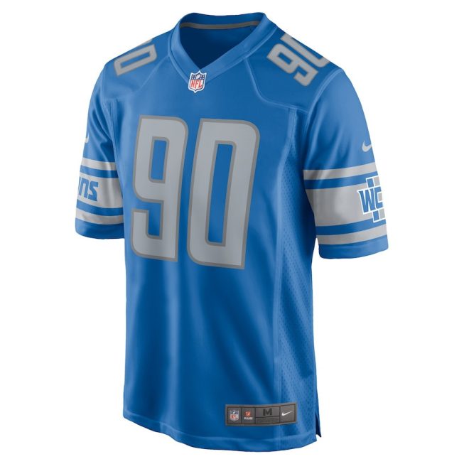 Quinton Bohanna 90 Detroit Lions Men's Team Game Jersey - Blue - Image 2