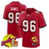 Greg Gaines 96 Tampa Bay Buccaneers Super Bowl LIX New Orleans Patch Game Men Jersey - Red