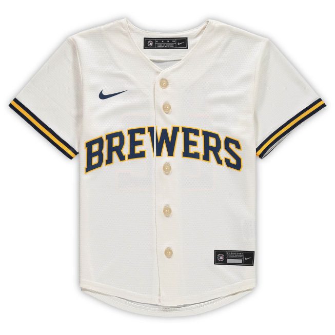 Christian Yelich Milwaukee Brewers Preschool Home Replica Player Jersey - Cream - Image 2