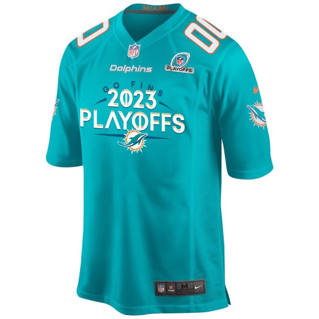Miami Dolphins Go Fins 2023 Playoffs Game Men Custom Jersey - Aqua - Image 3