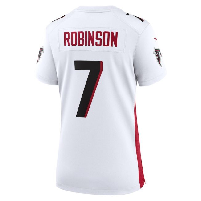 Bijan Robinson 7 Atlanta Falcons Women Away Game Jersey - White - Image 3