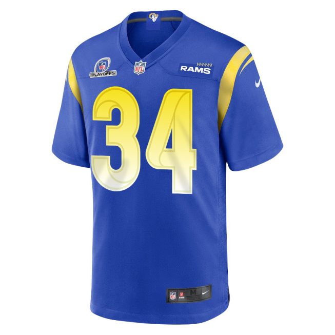 Tanner Ingle 34 Los Angeles Rams 2023 Playoffs Patch Game Men Jersey - Royal - Image 2