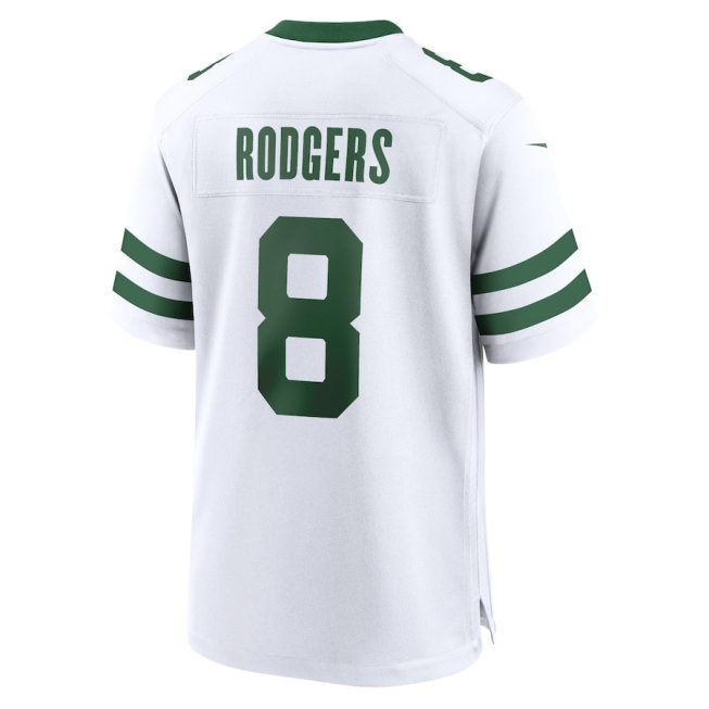 Aaron Rodgers 8 New York Jets Game YOUTH Jersey - Legacy White - Image 3